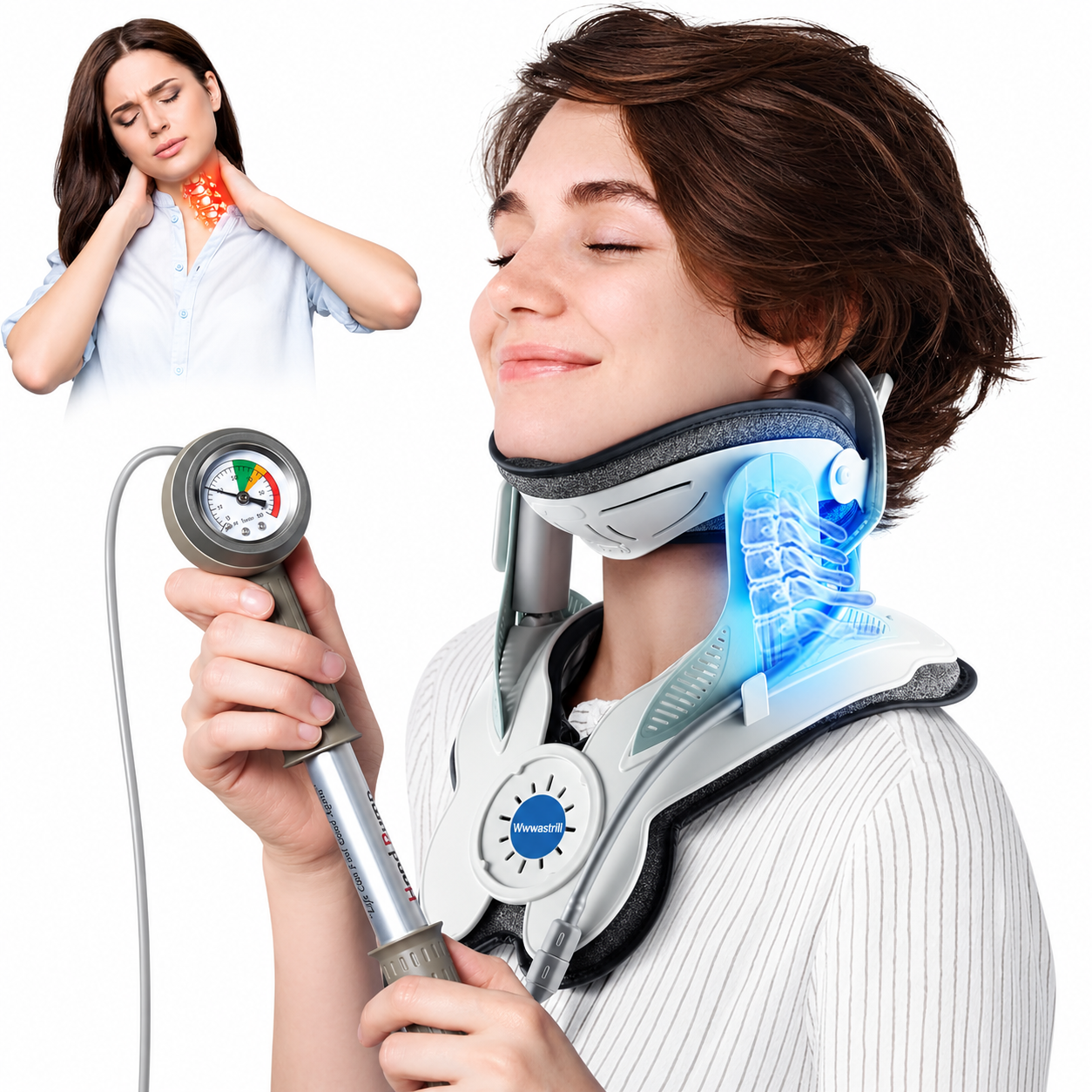 Wwwastrill inflatable cervical neck traction device